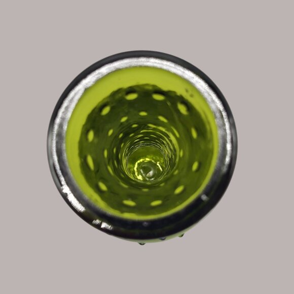 Vintage Green Hobnail Glass Bud Vase Italian Decanter Bubbles 7.5" Tall - Picture 5 of 9